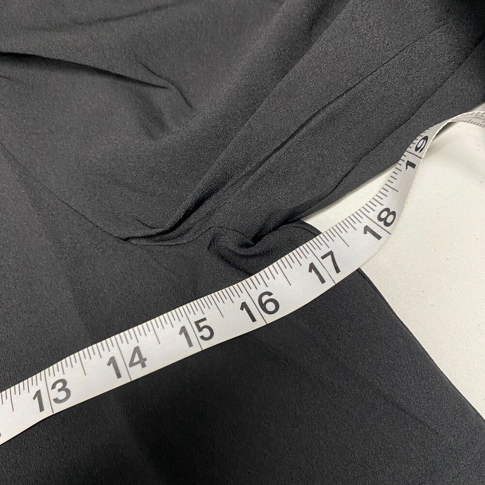 J Crew Shirt Womens 2XS Petite Black Puff Sleeve Satin Back Crepe Office BL711 - Picture 7 of 9